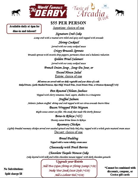 The Derby Restaurant menu 