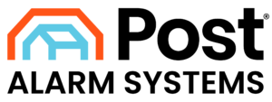 Post Alarm logo with black lettering